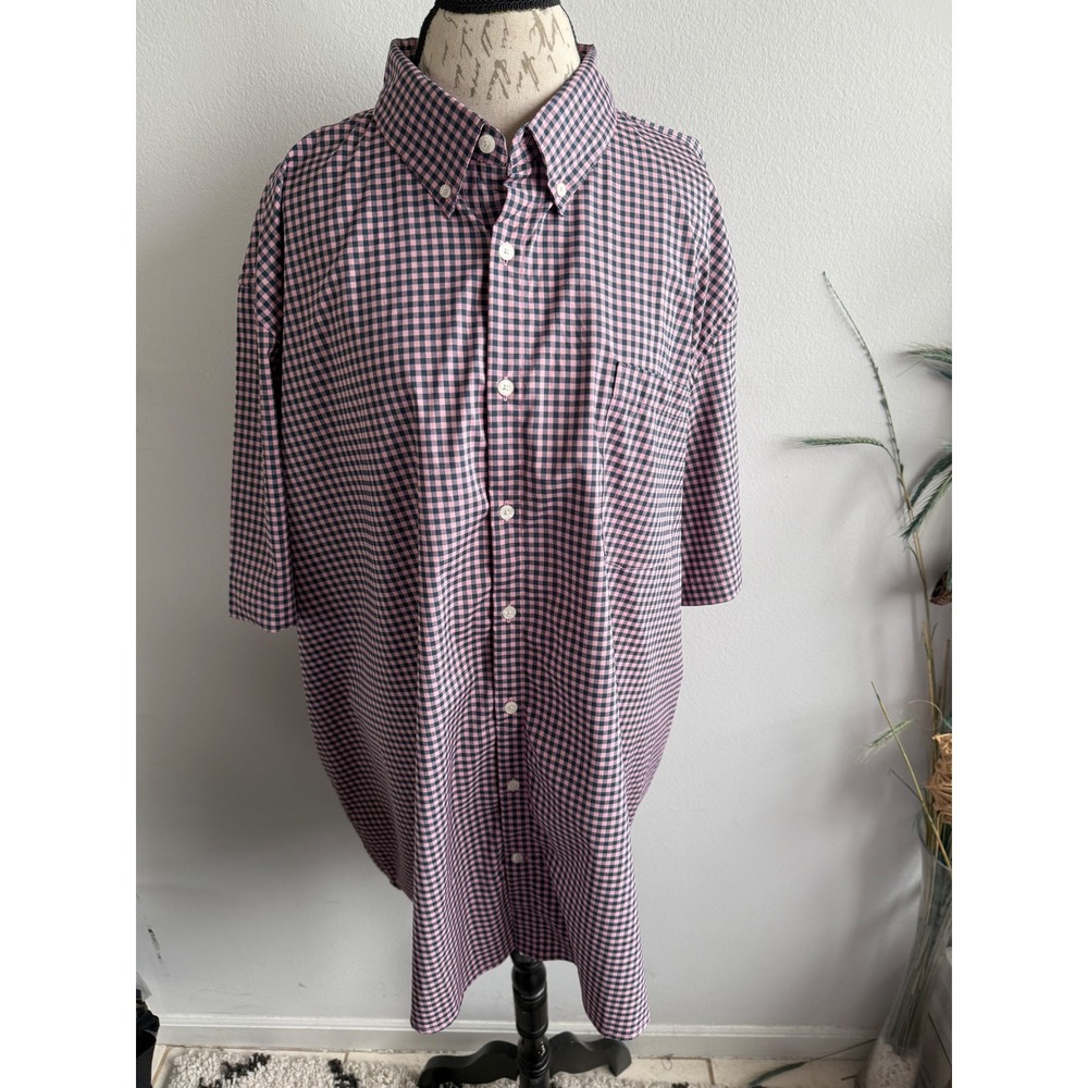 St John's Bay 3XLT Gingham Checkered Button Down Shirt Menswear Classic Fit